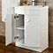 Orion Modern Curved White Gloss Vanity Unit + Tall Side Cabinet In Bathroom Large Image