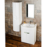 Orion Modern Curved White Gloss Vanity Unit with Tall Side Cabinet Large Image