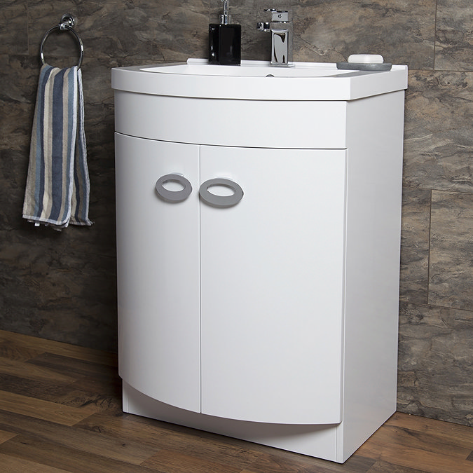 Orion Modern Curved Floor Standing Unit with Basin (W600xD460mm)  Profile Large Image