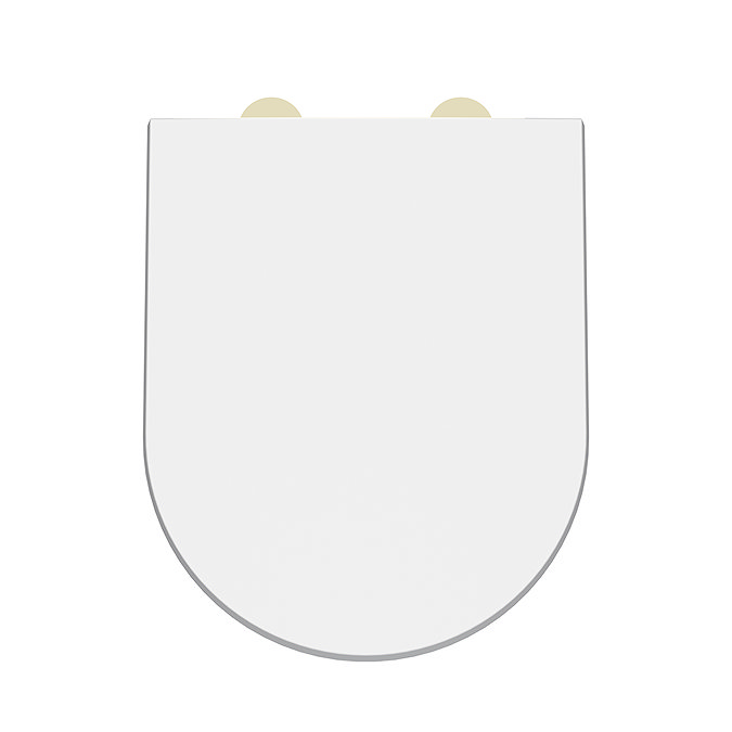 Orion Modern Short Projection Toilet with Soft Close Seat (Brushed Brass Flush + Hinges)