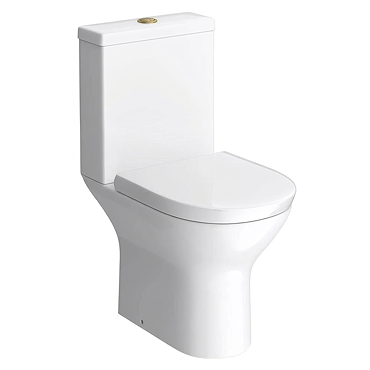 Orion Modern Short Projection Toilet with Soft Close Seat (Brushed Brass Flush + Hinges)