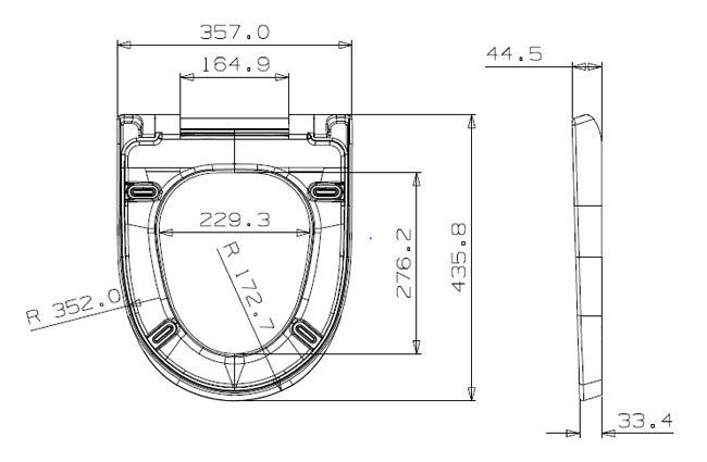 Orion Modern Short Projection Toilet with Soft Close Seat (Matt Black Flush + Hinges)