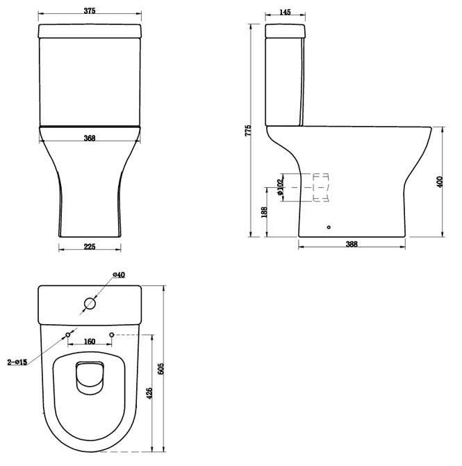 Orion Modern Short Projection Toilet with Soft Close Seat (Matt Black Flush + Hinges)