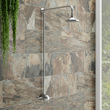 Orion Modern Twin Exposed Thermostatic Shower Valve + Rigid Riser