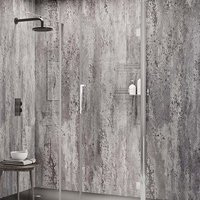 Orion Silver Retro Metallic 2400x1000x10mm PVC Shower Wall Panel Large Image