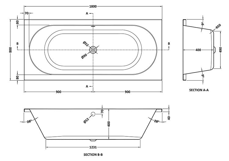 Orion Spa Complete Bathroom Suite Package 1800 x 800mm Bath