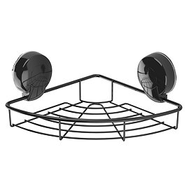 Orion SuctionLoc Black Corner Shower Basket Large Image