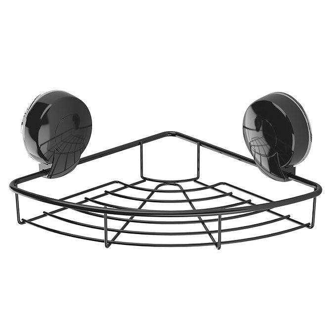 Orion SuctionLoc Black Corner Shower Basket Large Image