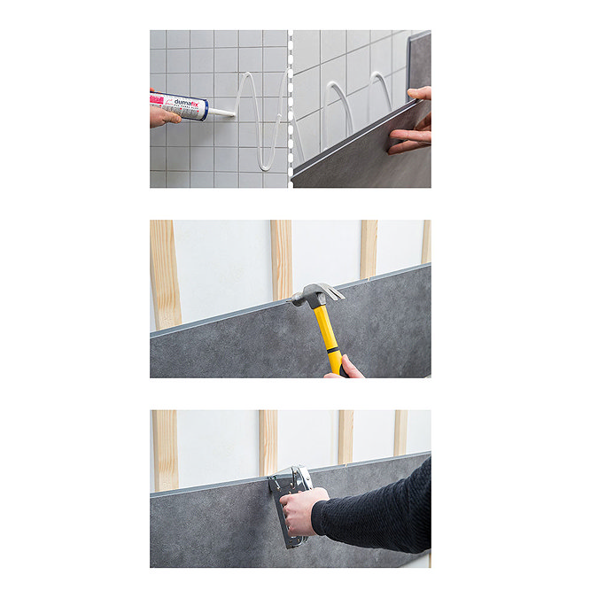 Orion White 375 x 650mm Waterproof Wall Tile Shower Panels  Feature Large Image
