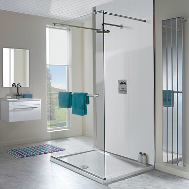 Orion White High Gloss 2700x250x8mm PVC Shower Wall/Ceiling Panels  Profile Large Image
