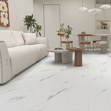 Orion 610 x 305mm White Marble Finish Vinyl Waterproof Floor Tiles (14 Piece Pack)