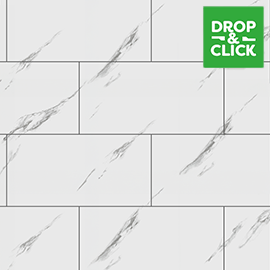 Orion White Marble Luxury Click Vinyl 610 x 305 Waterproof Wall Tiles (Pack of 14)