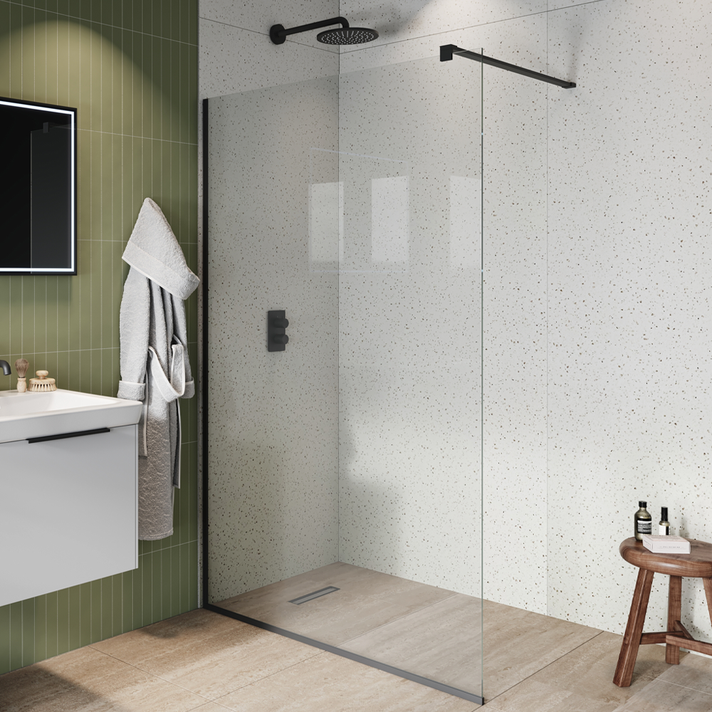 Orion White Terrazzo Shower Wall Panel - 2400 x 1000mm