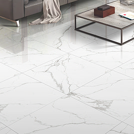 Ornella White Marble Effect Wall & Floor Tiles - 600 x 600mm