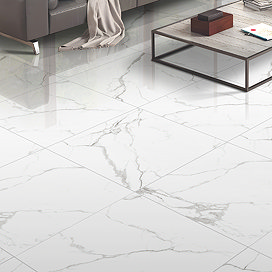 Ornella White Marble Effect Wall & Floor Tiles - 600 x 600mm