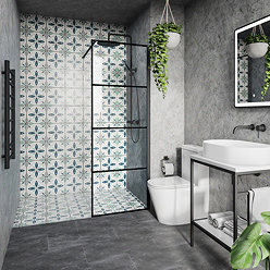 Osaka 1950mm Matt Black Wetroom Screen incl. Support Arm Large Image