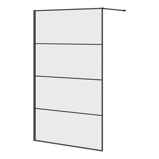 Osaka 1950mm Matt Black Wetroom Screen incl. Support Arm 1200mm