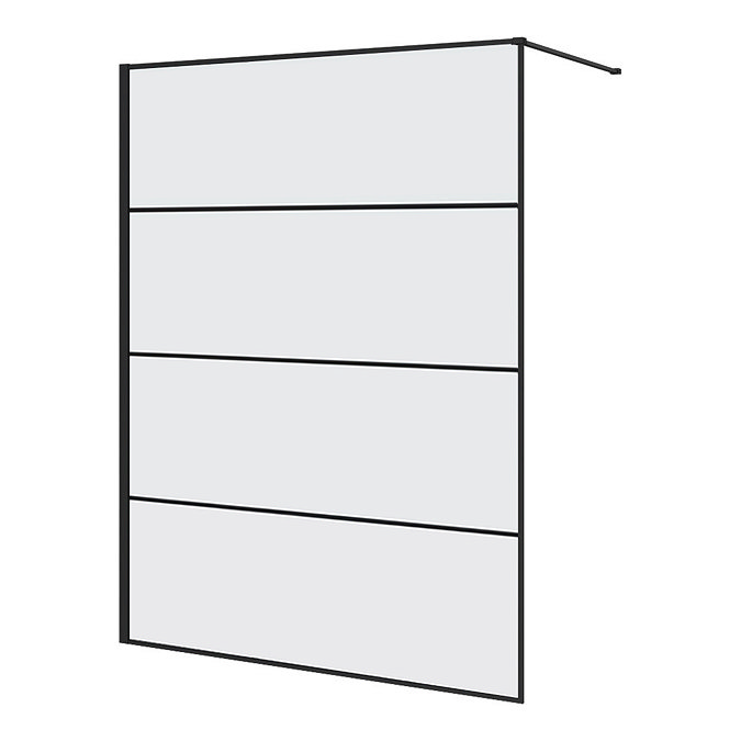 Osaka W1400 x H1950 Matt Black Wetroom Screen incl. Support Arm Large Image