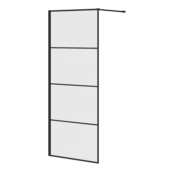 Osaka 1950mm Matt Black Wetroom Screen incl. Support Arm 600mm