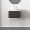 Osaka 500mm Wall Hung Vanity Unit – Slatted Dark Oak with White Stone Countertop