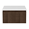 Osaka 500mm Wall Hung Vanity Unit – Slatted Dark Oak with White Stone Countertop