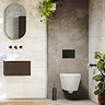 Osaka 500mm Wall Hung Vanity Unit – Slatted Dark Oak with White Stone Countertop
