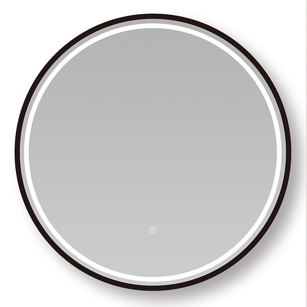 Osaka 600mm Round LED Illuminated AntiFog Bathroom Mirror Matt Black