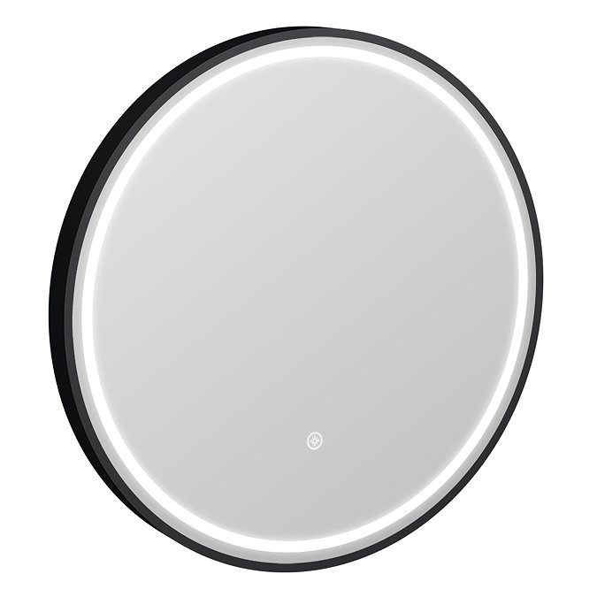 Osaka 600mm Round LED Illuminated Anti-Fog Bathroom Mirror Matt Black