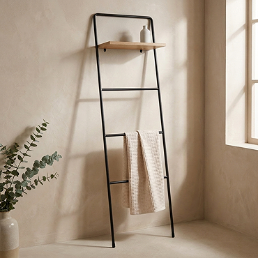 Osaka Ladder Rail with Shelf - Light Oak