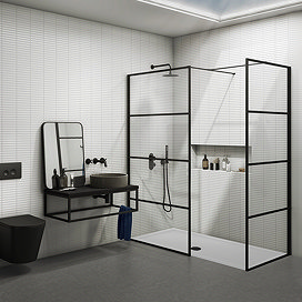 Osaka Matt Black 1400 x 900mm Wet Room (Includes Screen, Side Panel & Tray)