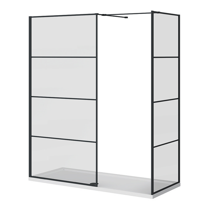 Osaka Matt Black 1700 x 800mm Wet Room (Includes Screen, Side Panel & Tray)