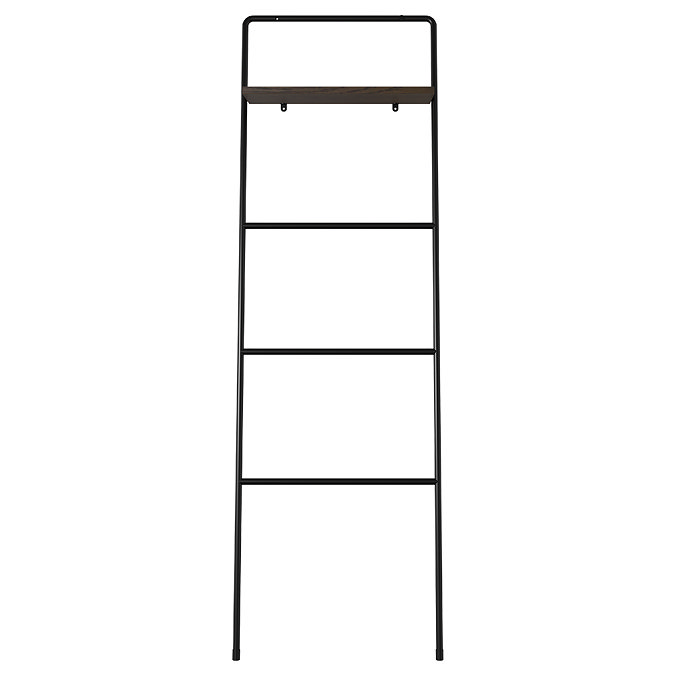 Osaka Matt Black Ladder Rail with Shelf - Dark Oak