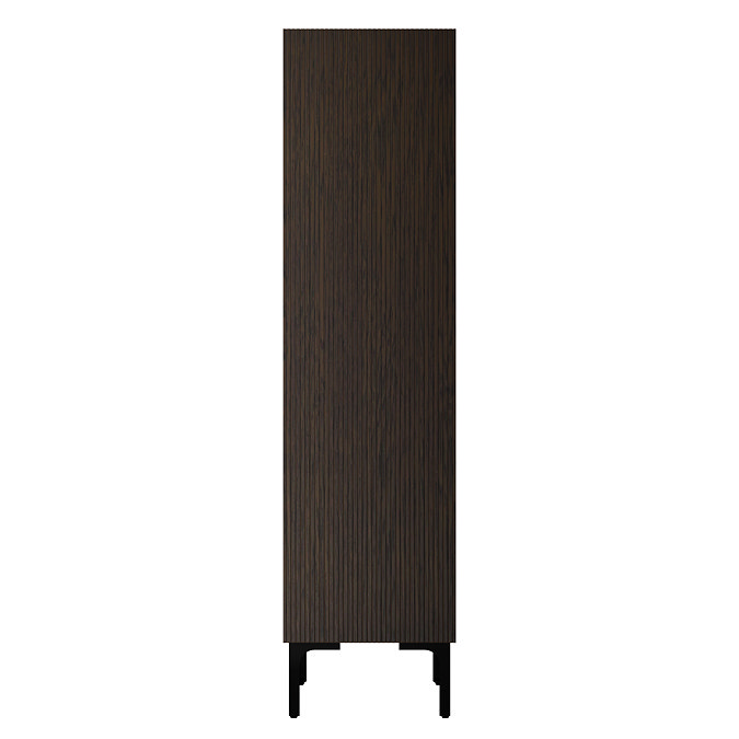 Osaka Slatted Dark Oak 1 Door Tall Storage Unit with Matt Black Legs