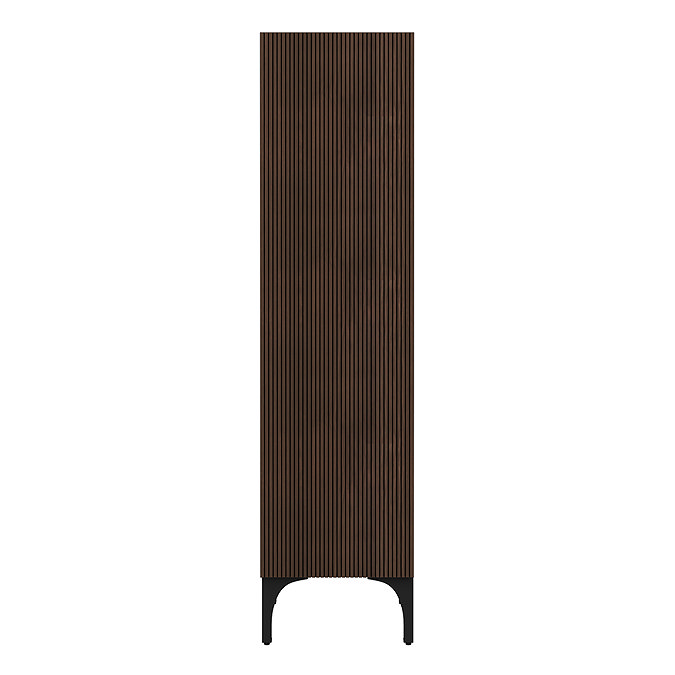 Osaka Slatted Dark Oak 1 Door Tall Storage Unit with Matt Black Legs