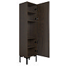 Osaka Slatted Dark Oak 1 Door Tall Storage Unit with Matt Black Legs