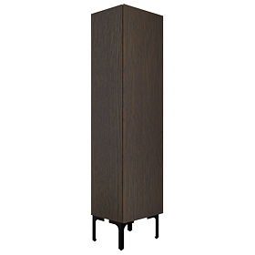 Osaka Slatted Dark Oak 1 Door Tall Storage Unit with Matt Black Legs
