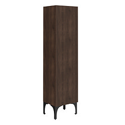 Osaka Slatted Dark Oak 1 Door Tall Storage Unit with Matt Black Legs