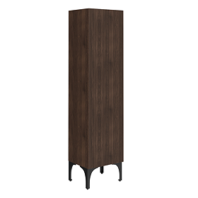 Osaka Slatted Dark Oak 1 Door Tall Storage Unit with Matt Black Legs