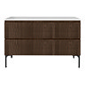 Osaka Slatted Dark Oak 1200mm Freestanding Vanity with White Stone Worktop & Oval Countertop Basin