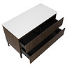 Osaka Slatted Dark Oak 1200mm Freestanding Vanity with White Stone Worktop & Oval Countertop Basin