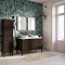 Osaka Slatted Dark Oak 1200mm 2-Drawer Countertop Vanity Unit with White Stone Worktop