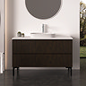 Osaka Slatted Dark Oak 1200mm 2-Drawer Countertop Vanity Unit with White Stone Worktop