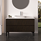 Osaka Slatted Dark Oak 1200mm 2-Drawer Countertop Vanity Unit with White Stone Worktop