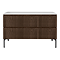 Osaka Slatted Dark Oak 1200mm 2-Drawer Countertop Vanity Unit with White Stone Worktop