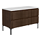 Osaka Slatted Dark Oak 1200mm 2-Drawer Countertop Vanity Unit with White Stone Worktop