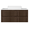 Osaka Slatted Dark Oak 1200mm Wall Hung 2-Drawer Vanity Unit with White Stone Worktop & Rectangular Basin
