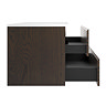 Osaka Slatted Dark Oak 1200mm Wall Hung 2-Drawer Vanity Unit with White Stone Worktop & Rectangular Basin