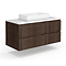 Osaka Slatted Dark Oak Vanity Unit – 1200mm with White Stone Worktop & Rectangular Basin