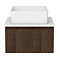 Osaka Slatted Dark Oak 500mm Wall Hung 1 Drawer Vanity Unit with White Granite Stone Worktop + Gloss White Basin