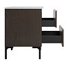 Osaka Slatted Dark Oak 600mm Freestanding Vanity with White Stone Worktop & Round Countertop Basin
